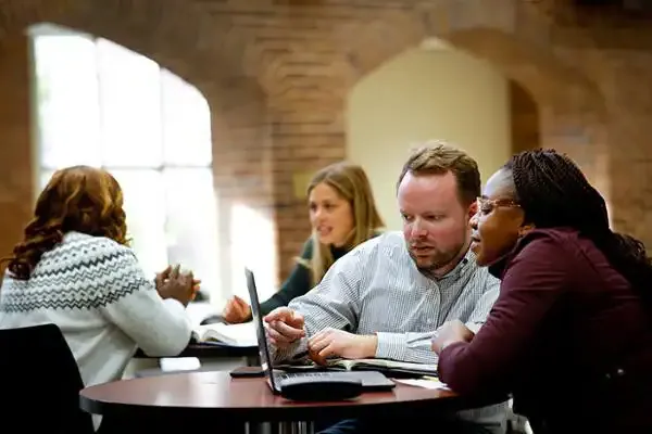 Graduate students in Cook Hall 